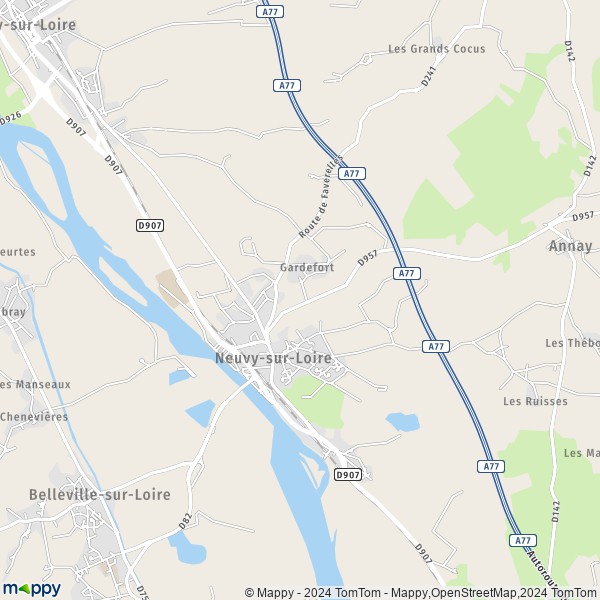 La carte pour la ville de Neuvy-sur-Loire 58450