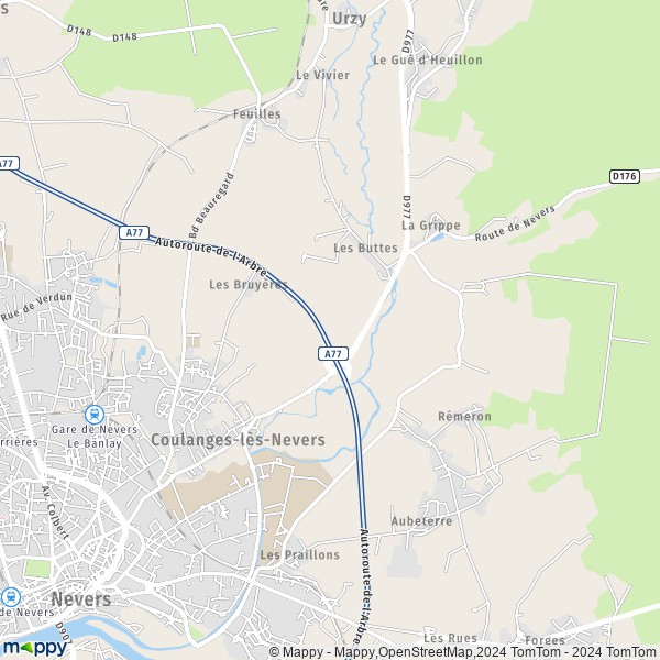 La carte pour la ville de Coulanges-lès-Nevers 58660