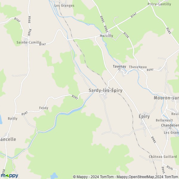 La carte pour la ville de Sardy-lès-Épiry 58800