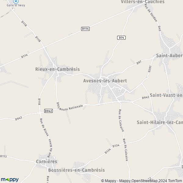 La carte pour la ville de Avesnes-les-Aubert 59129