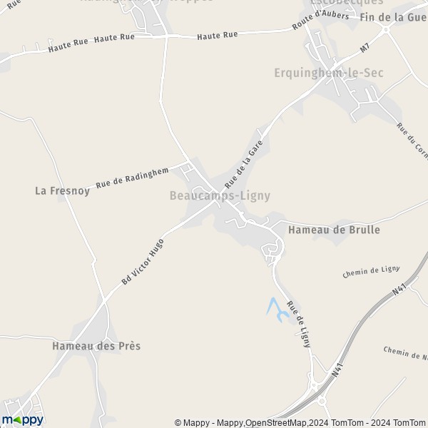 La carte pour la ville de Beaucamps-Ligny 59134