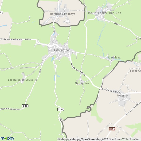 La carte pour la ville de Cousolre 59149