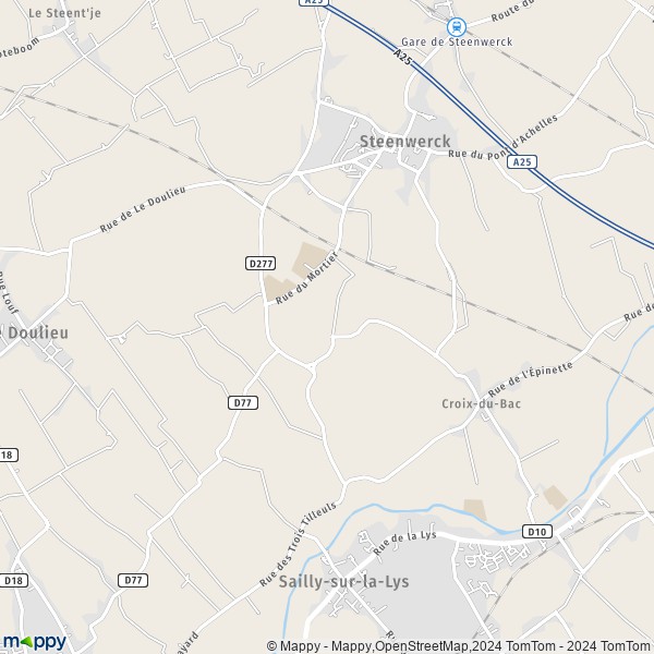 La carte pour la ville de Steenwerck 59181