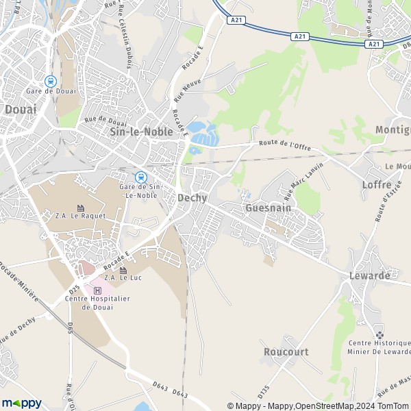 La carte pour la ville de Dechy 59187