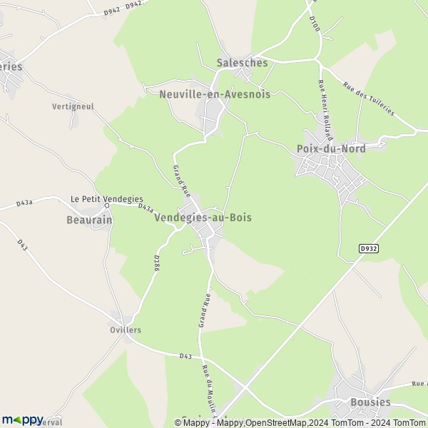 La carte pour la ville de Vendegies-au-Bois 59218