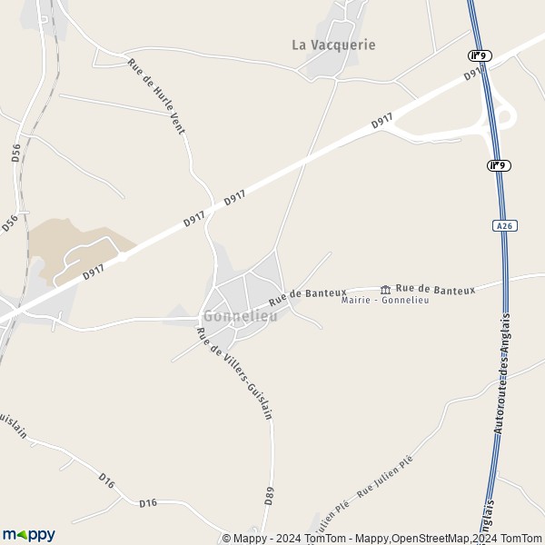 La carte pour la ville de Gonnelieu 59231
