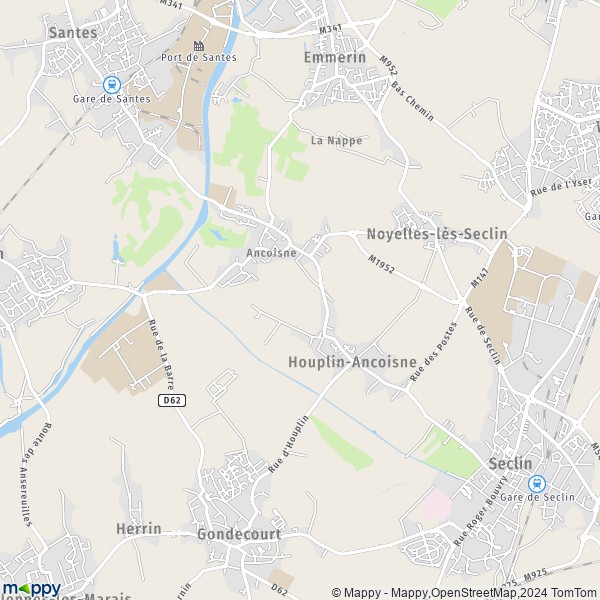 La carte pour la ville de Houplin-Ancoisne 59263
