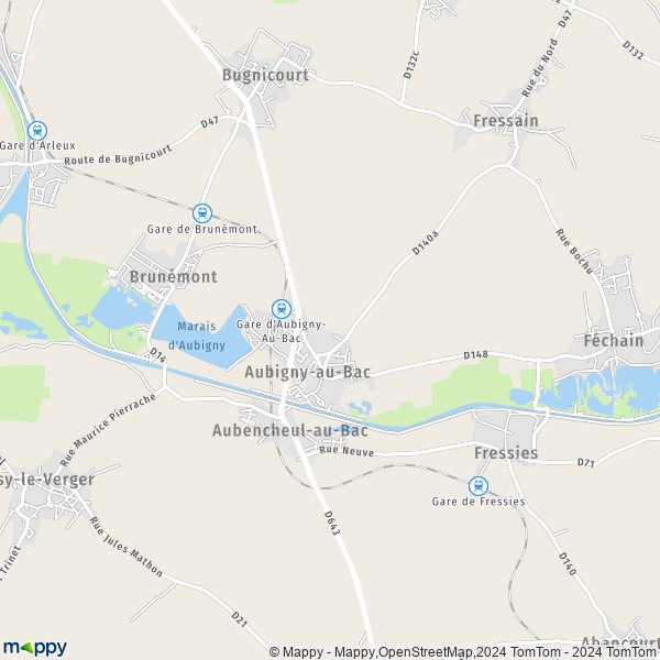 La carte pour la ville de Aubigny-au-Bac 59265