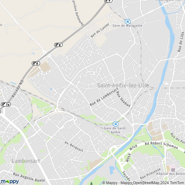 La carte pour la ville de Saint-André-lez-Lille 59350