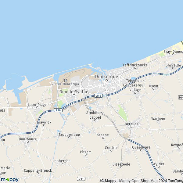 La carte pour la ville de Saint-Pol-sur-Mer, 59430 Dunkerque