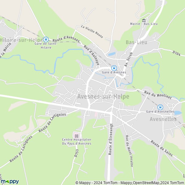 La carte pour la ville de Avesnes-sur-Helpe 59440