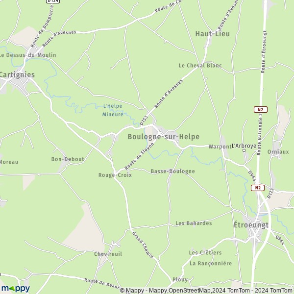 La carte pour la ville de Boulogne-sur-Helpe 59440