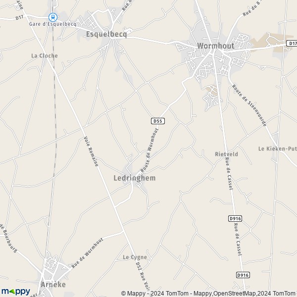 La carte pour la ville de Ledringhem 59470