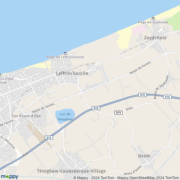 La carte pour la ville de Leffrinckoucke 59495