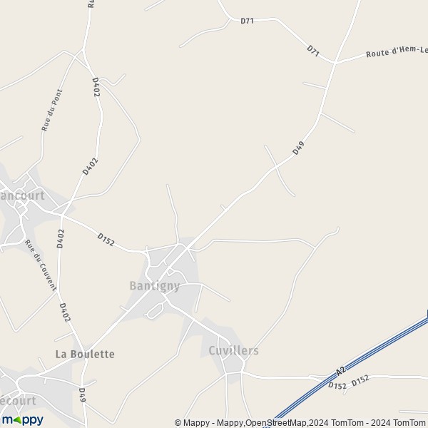 La carte pour la ville de Bantigny 59554