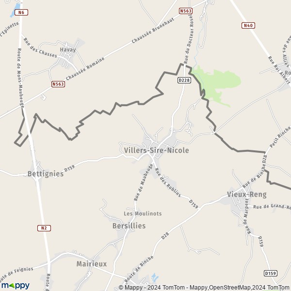 La carte pour la ville de Villers-Sire-Nicole 59600
