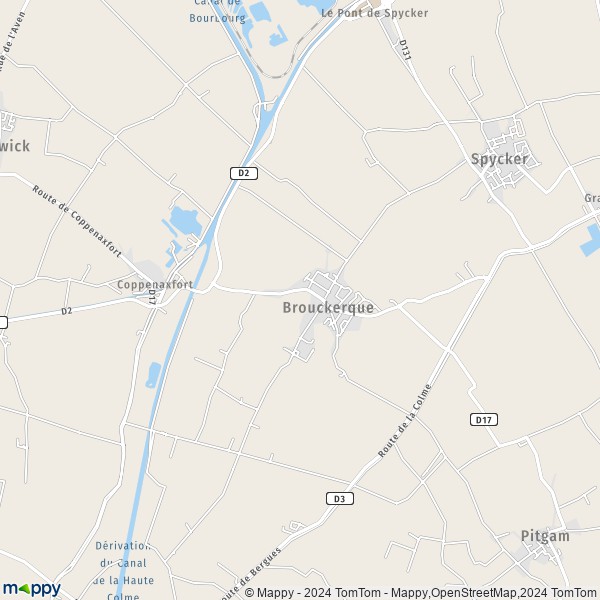La carte pour la ville de Brouckerque 59630