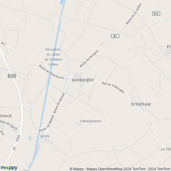 La carte pour la ville de Looberghe 59630