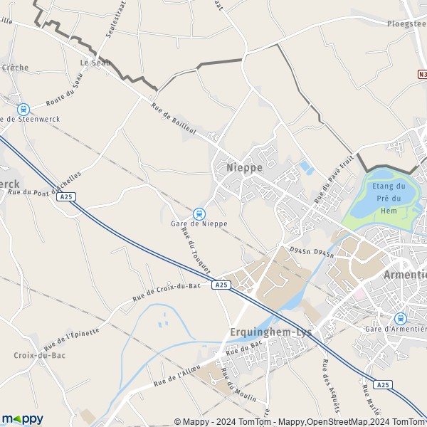 La carte pour la ville de Nieppe 59850