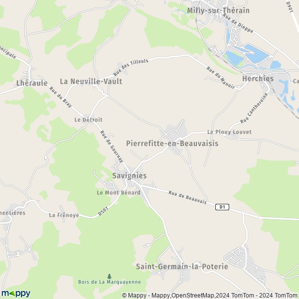 La carte pour la ville de Pierrefitte-en-Beauvaisis 60112