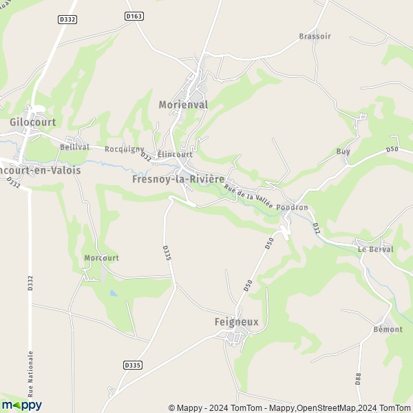 La carte pour la ville de Fresnoy-la-Rivière 60127