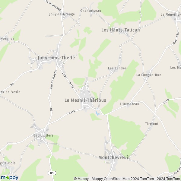 La carte pour la ville de Le Mesnil-Théribus 60240