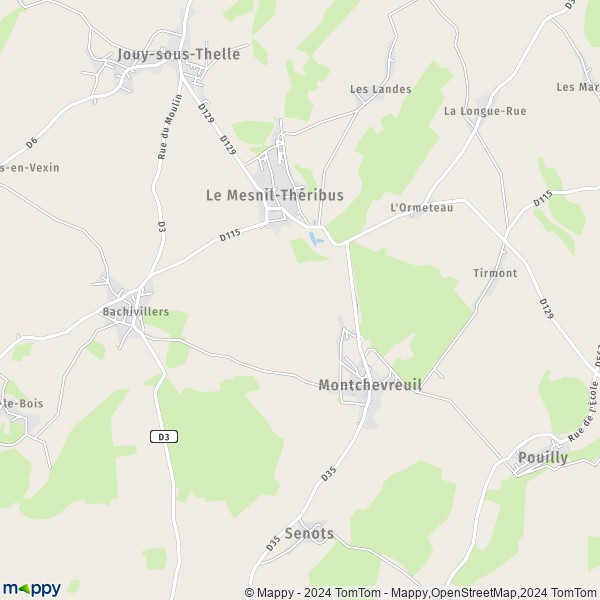 La carte pour la ville de Fresneaux-Montchevreuil, 60240 Montchevreuil