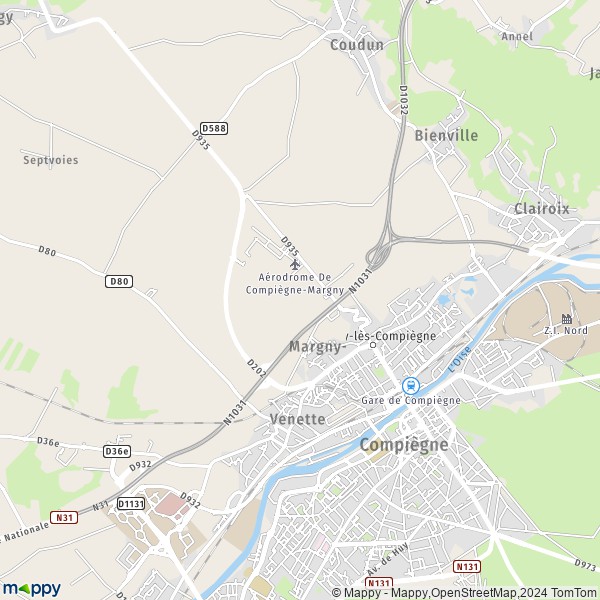 La carte pour la ville de Margny-lès-Compiègne 60280
