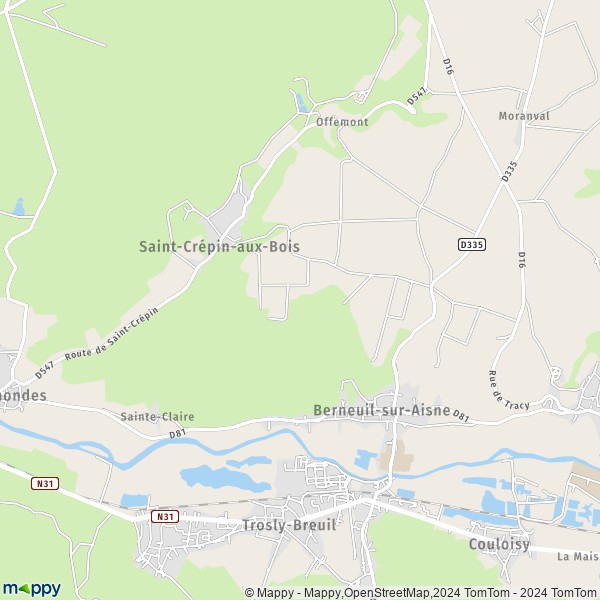 La carte pour la ville de Berneuil-sur-Aisne 60350
