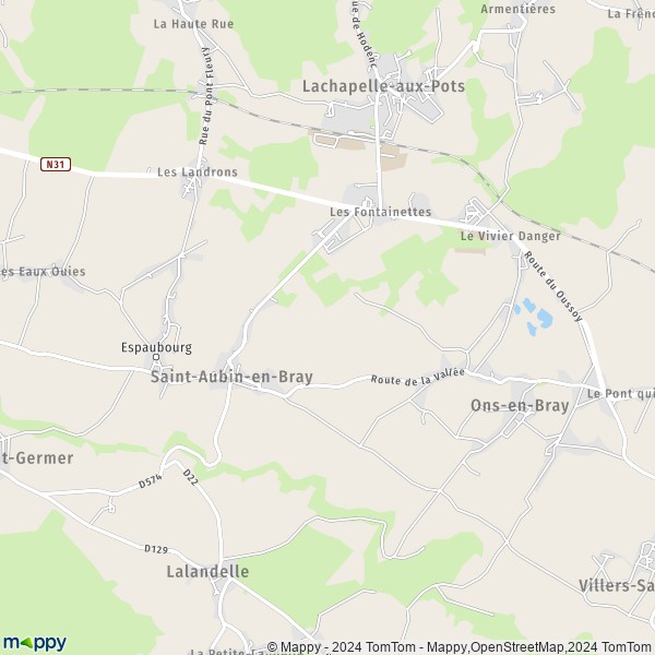 La carte pour la ville de Saint-Aubin-en-Bray 60650