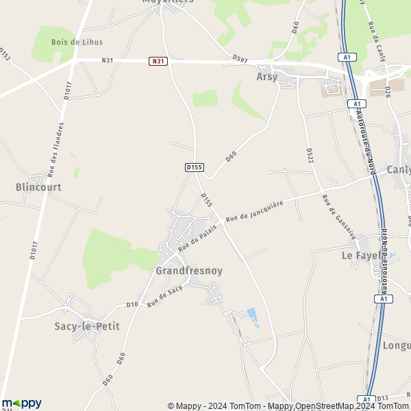 La carte pour la ville de Grandfresnoy 60680