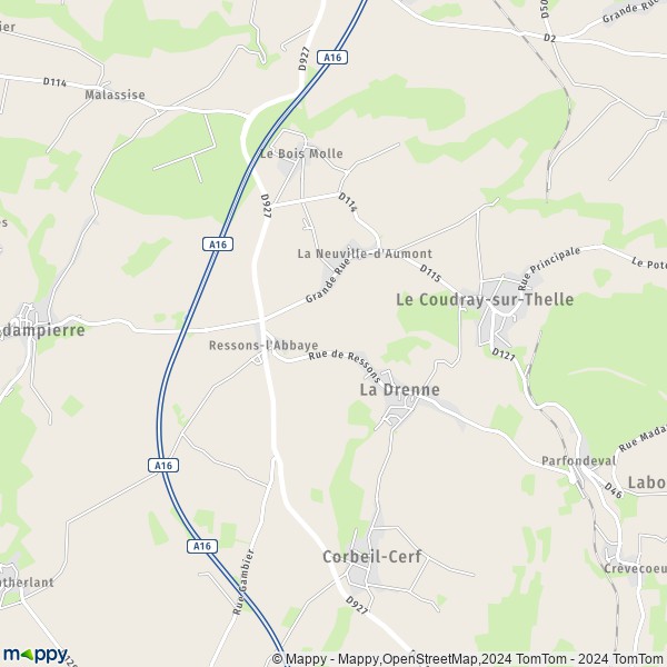 La carte pour la ville de La Neuville-d'Aumont, 60790 La Drenne