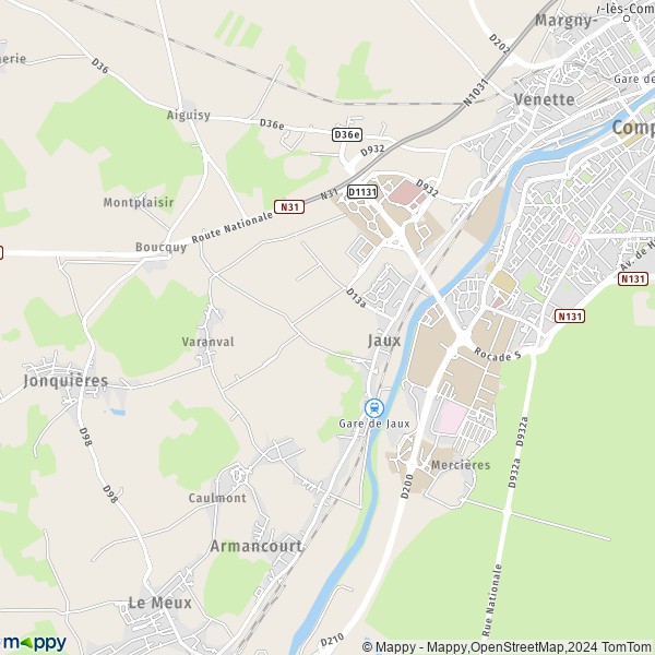 La carte pour la ville de Jaux 60880