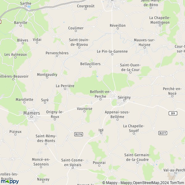 La carte pour la ville de Origny-le-Butin, 61130 Belforêt-en-Perche