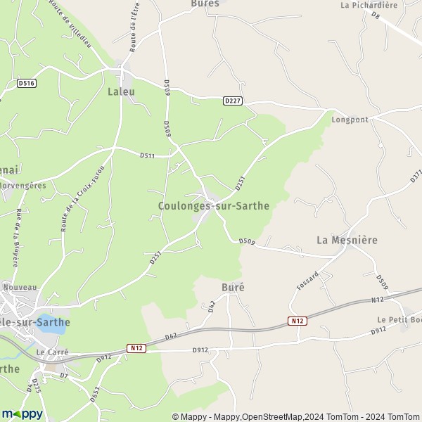 La carte pour la ville de Coulonges-sur-Sarthe 61170
