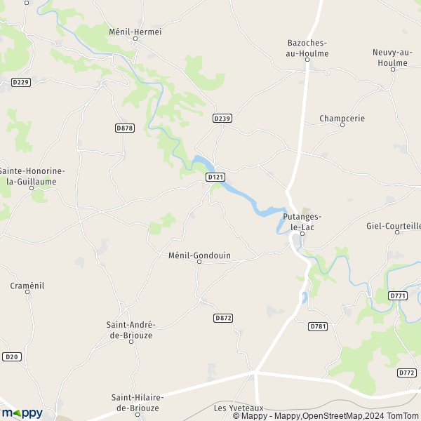 La carte pour la ville de Rabodanges, 61210 Putanges-le-Lac