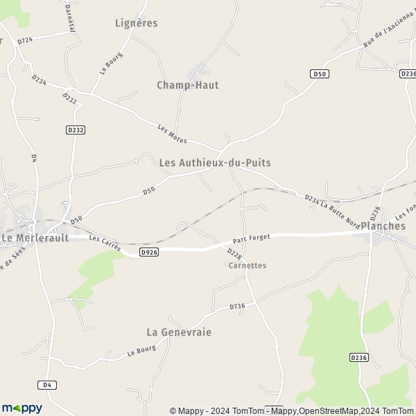 La carte pour la ville de Les Authieux-du-Puits 61240