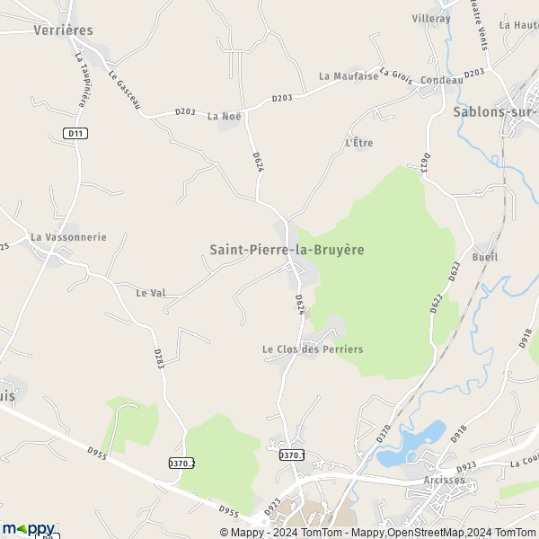 La carte pour la ville de Saint-Pierre-la-Bruyère 61340