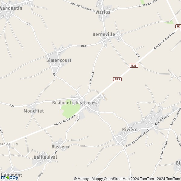 La carte pour la ville de Beaumetz-lès-Loges 62123