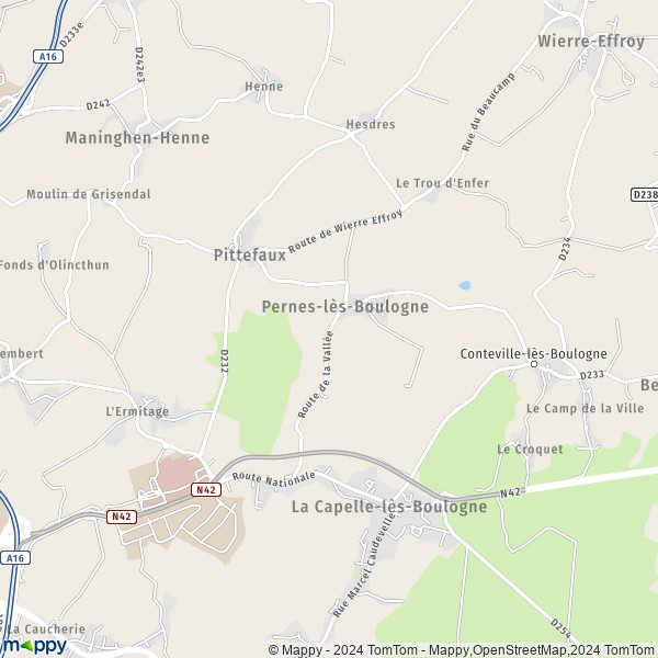 La carte pour la ville de Pernes-lès-Boulogne 62126