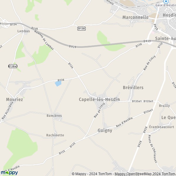 La carte pour la ville de Capelle-lès-Hesdin 62140