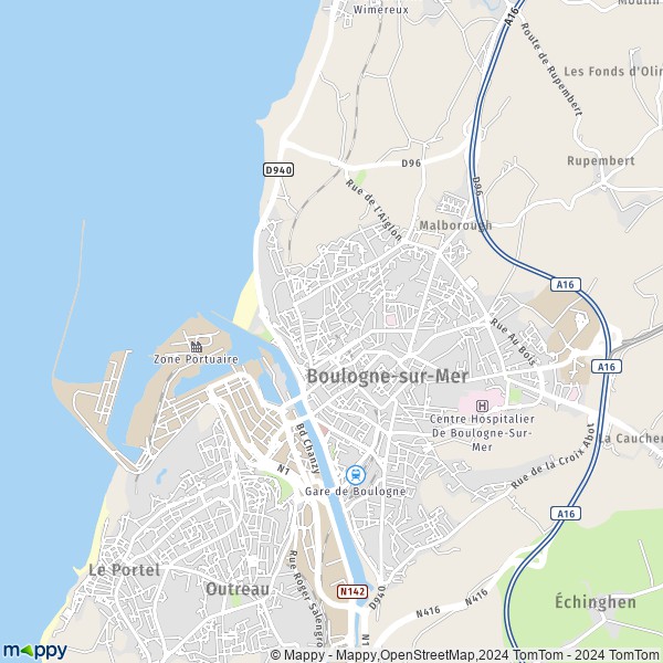 La carte pour la ville de Boulogne-sur-Mer 62200