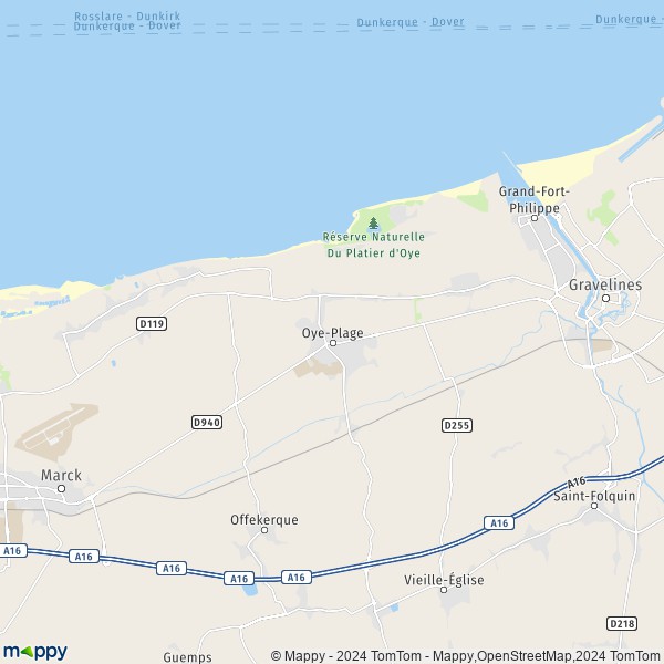 La carte pour la ville de Oye-Plage 62215