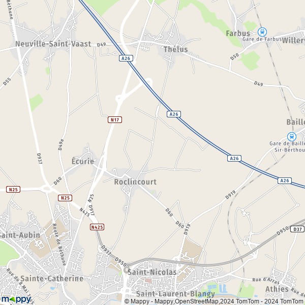 La carte pour la ville de Roclincourt 62223