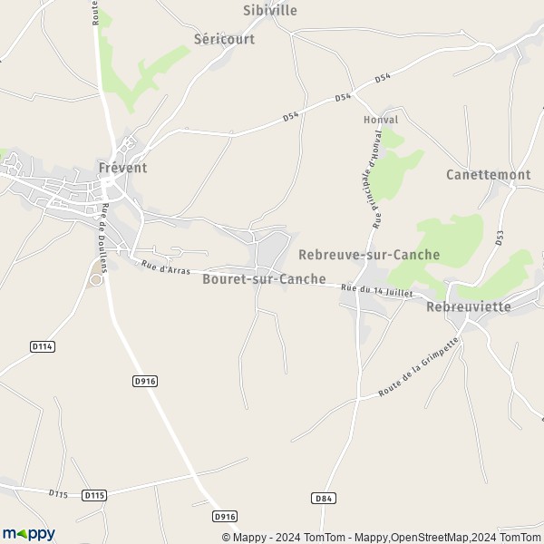 La carte pour la ville de Bouret-sur-Canche 62270