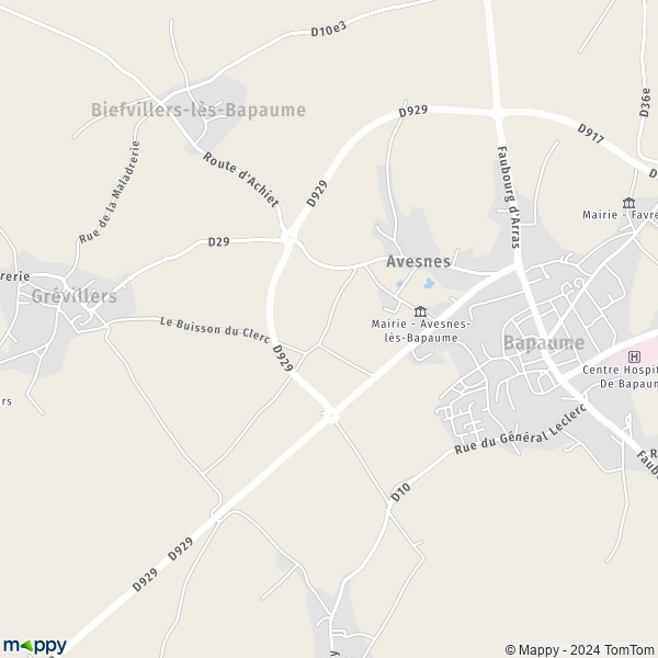 La carte pour la ville de Avesnes-lès-Bapaume 62450