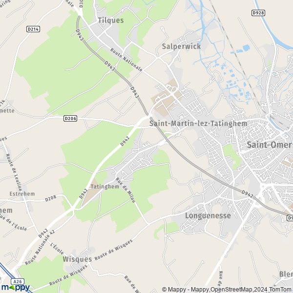 La carte pour la ville de Saint-Martin-au-Laërt, 62500 Saint-Martin-lez-Tatinghem