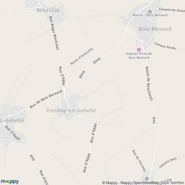 La carte pour la ville de Fresnoy-en-Gohelle 62580
