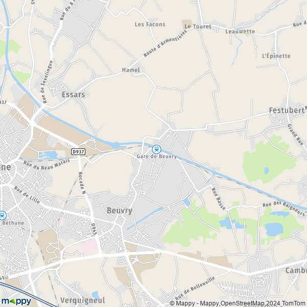 La carte pour la ville de Beuvry 62660