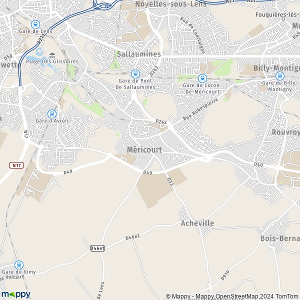 La carte pour la ville de Méricourt 62680